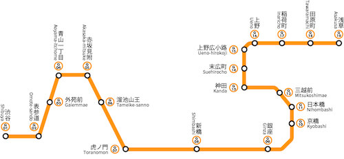 東京メトロ銀座線の路線図