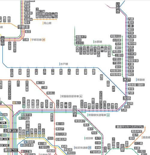 JR常磐線の路線図
