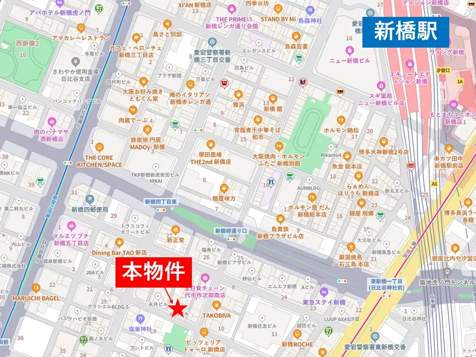 新橋のイタリアン居抜きの地図