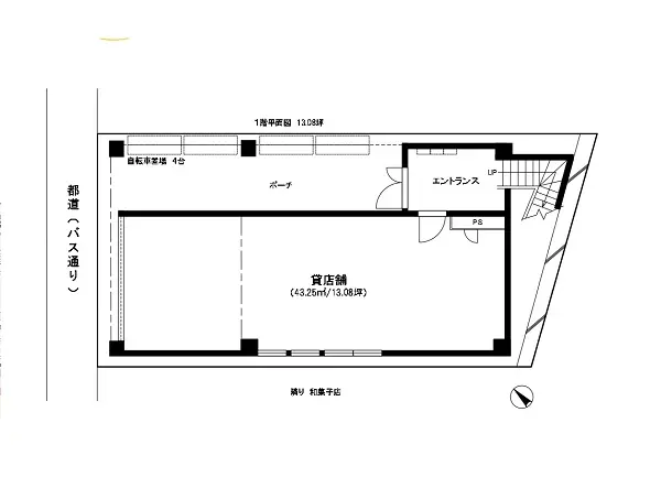 国分寺の事務所仕様物件の平面図