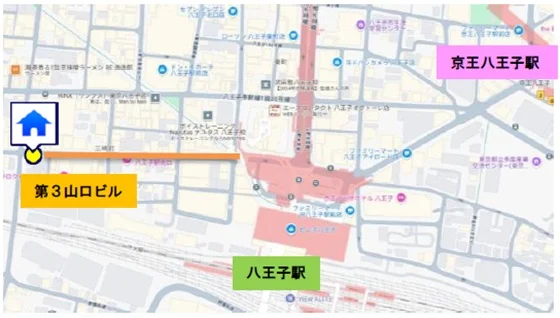 八王子のスケルトン店舗物件の地図