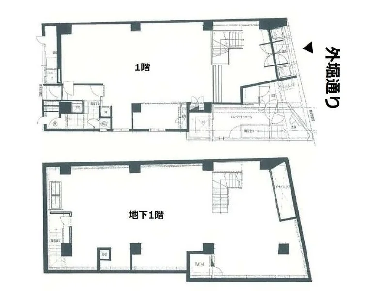 赤坂見附のスケルトン物件の平面図