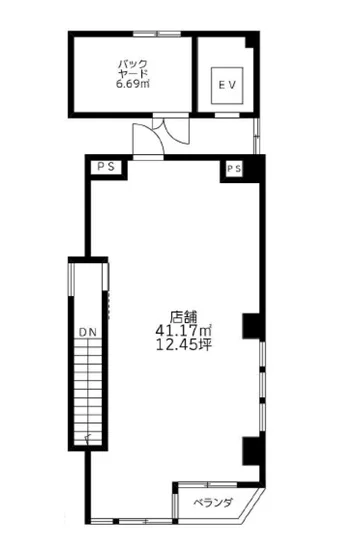 お花茶屋のスケルトン店舗物件の平面図