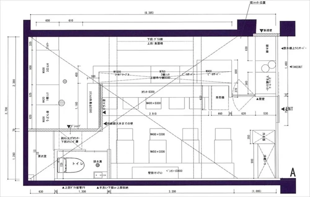 飯田橋の居抜き店舗の平面図