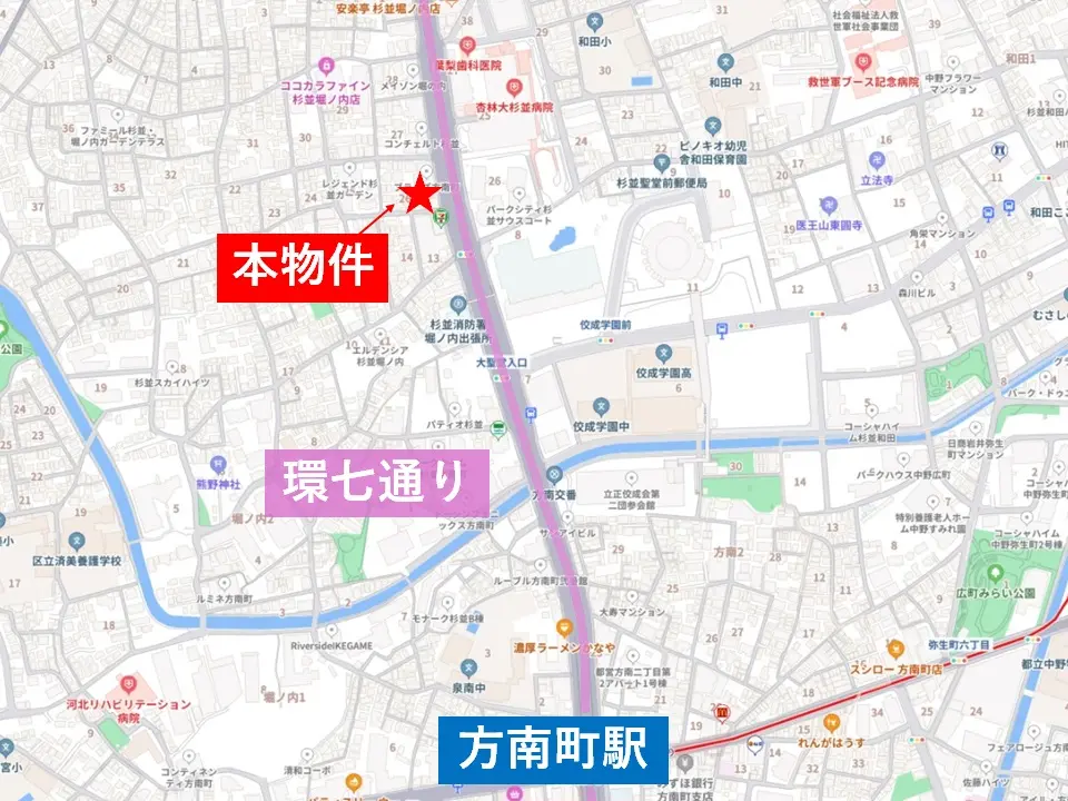 方南町の居抜き店舗の地図