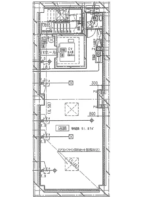銀座一丁目のスケルトン物件の平面図