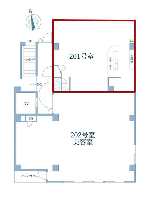 中山の居抜き店舗の平面図
