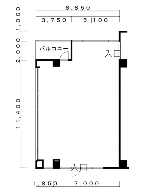 貸店舗(事務所仕様)の平面図