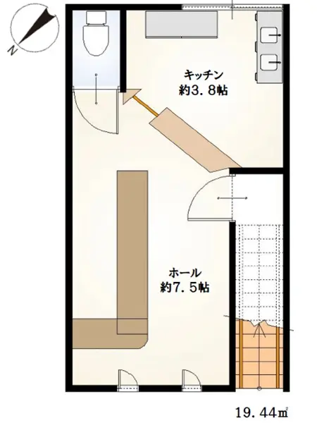 久米川の居抜き店舗の平面図