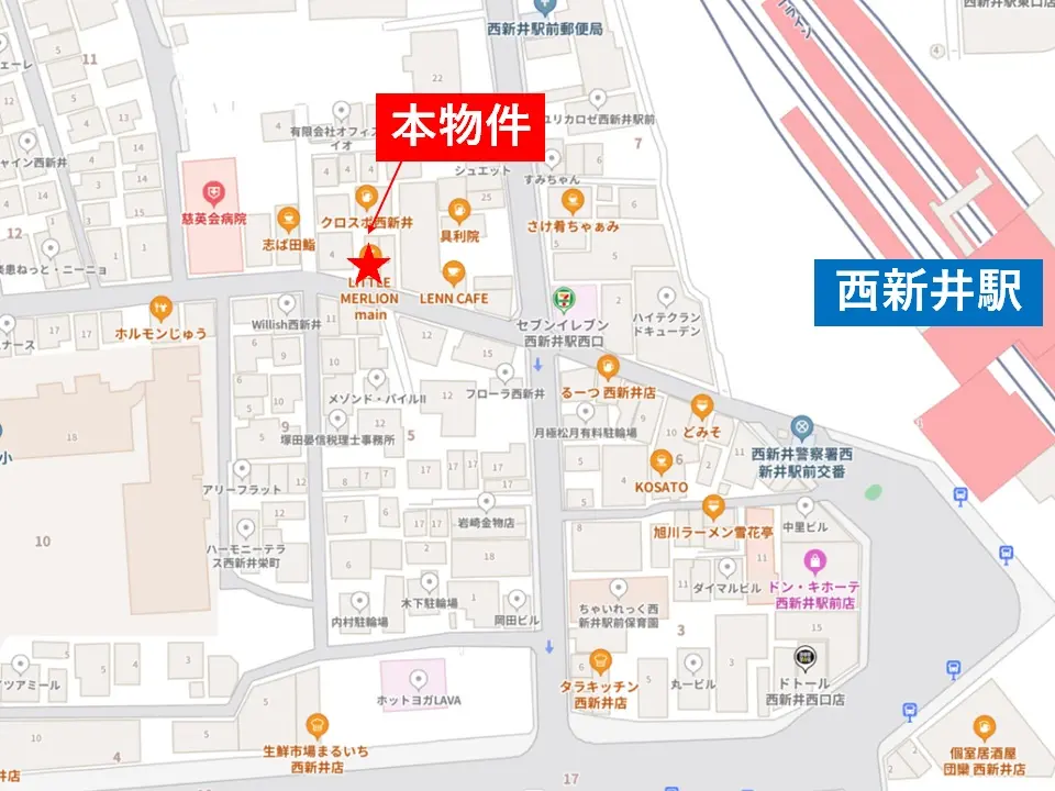 西新井のカフェ・喫茶店居抜きの地図
