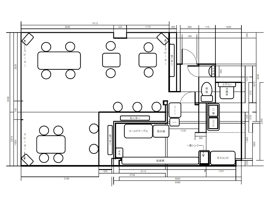 御茶ノ水の居抜き店舗の平面図