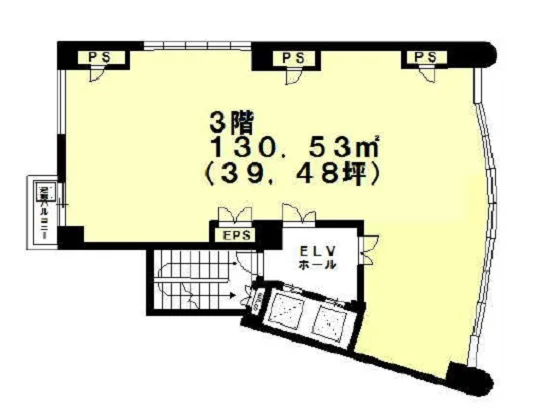 柏のスケルトン店舗物件の平面図