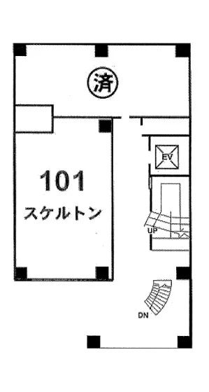 関内のスケルトン店舗物件の平面図