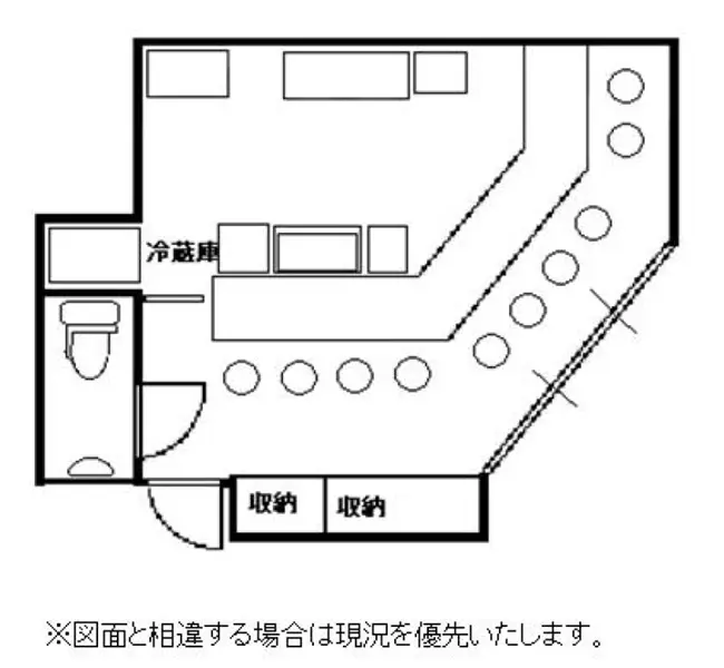 居酒屋の居抜き物件の平面図