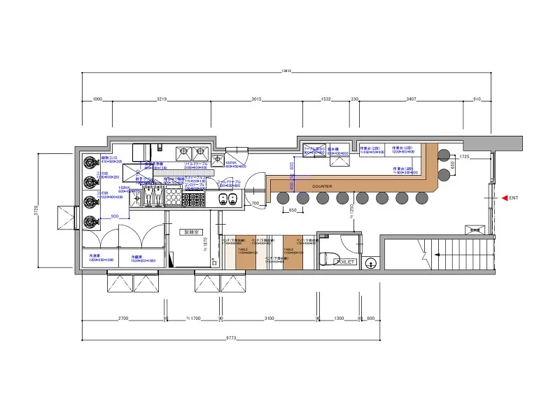 戸塚の居抜き店舗の平面図