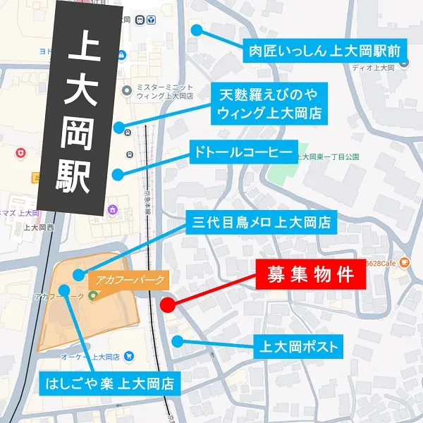 上大岡のラーメン居抜きの地図