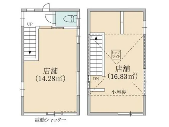 入谷の居抜き店舗の平面図