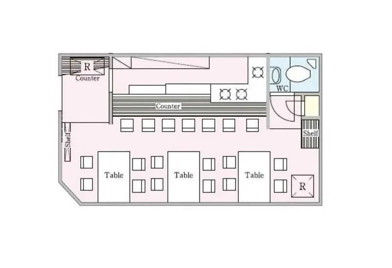 四谷三丁目の居抜き店舗の平面図