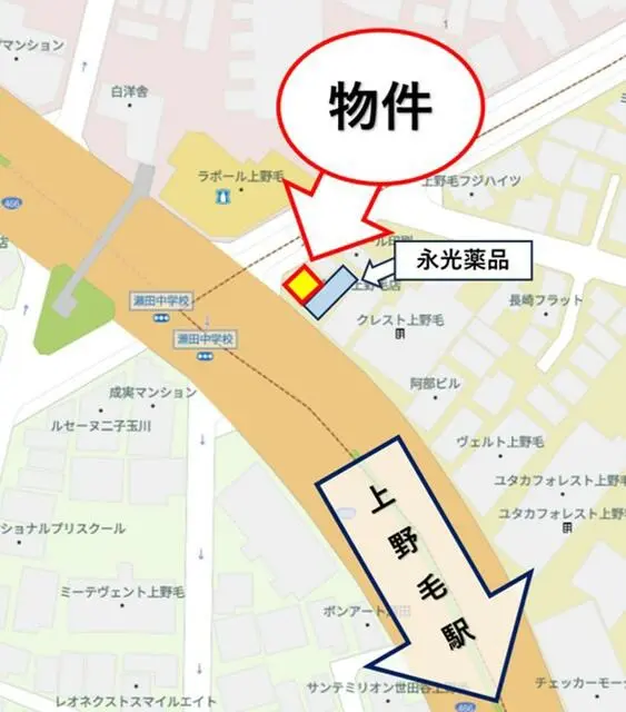 上野毛のラーメン居抜きの地図