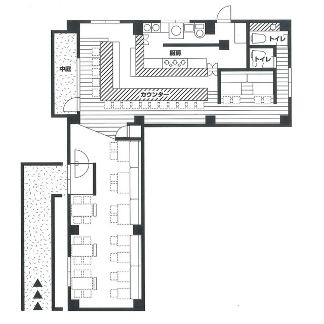 和食の居抜き物件の平面図