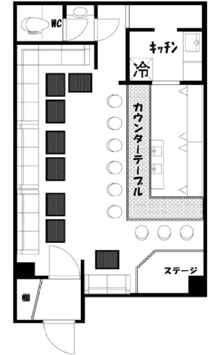 BAR・ショットバーの居抜き物件の平面図