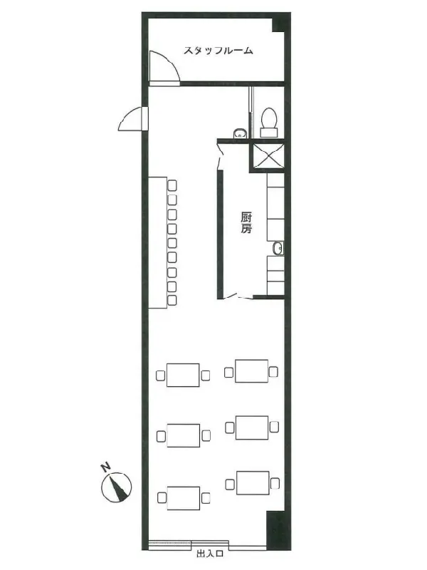 門前仲町の和食居抜きの平面図