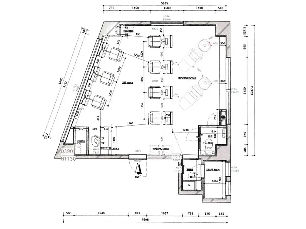 新宿の居抜き店舗の平面図