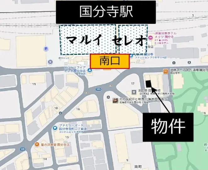 国分寺の居酒屋居抜きの地図