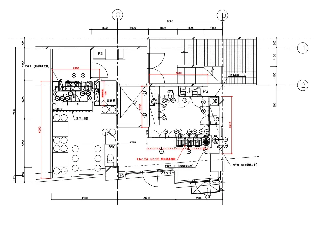 テイクアウトの居抜き物件の平面図