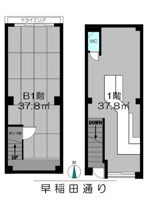 高田馬場のラーメン居抜きの平面図