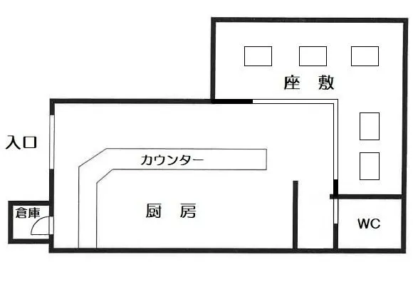 居酒屋の居抜き物件の平面図