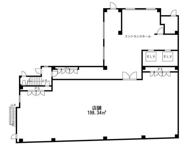 柏のスケルトン店舗物件の平面図