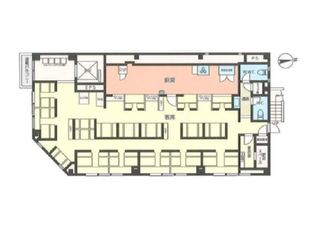 居酒屋の居抜き物件の平面図