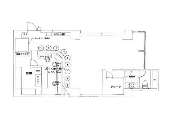 関内のBAR・ショットバー居抜きの平面図