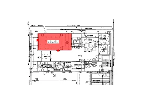 レストランの居抜き物件の平面図