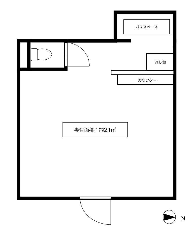 ときわ台のスナック・パブ居抜きの平面図
