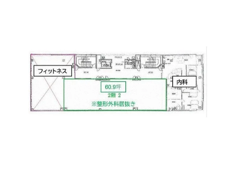 医院の居抜き物件の平面図