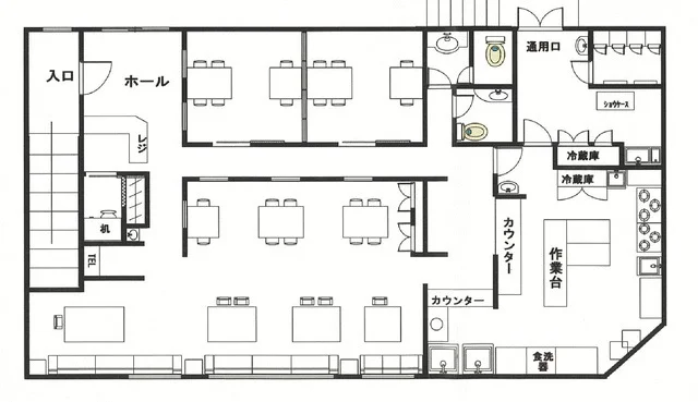 岩槻の居抜き店舗の平面図