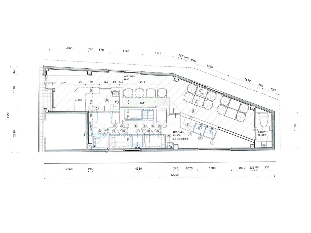 京成小岩のダイニングバー居抜きの平面図