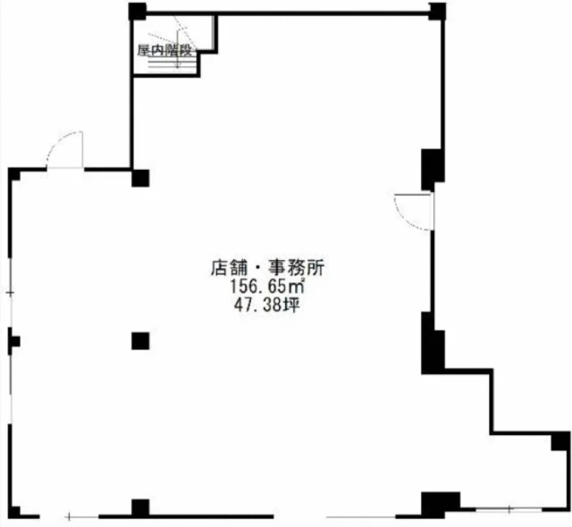 福生のスケルトン店舗物件の平面図