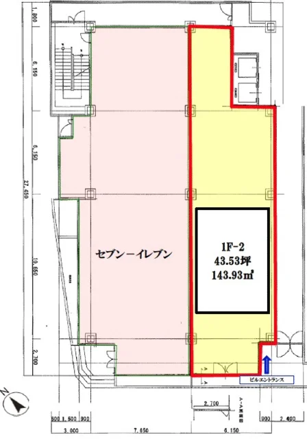 貸店舗(スケルトン)の平面図