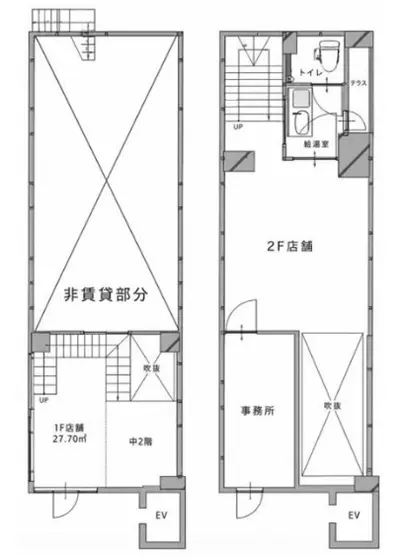 代官山の事務所仕様物件の平面図
