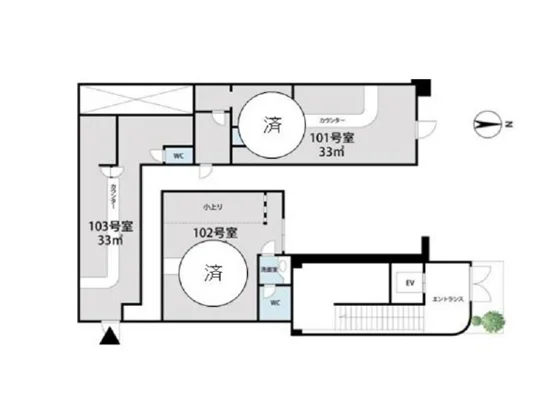 居酒屋の居抜き物件の平面図