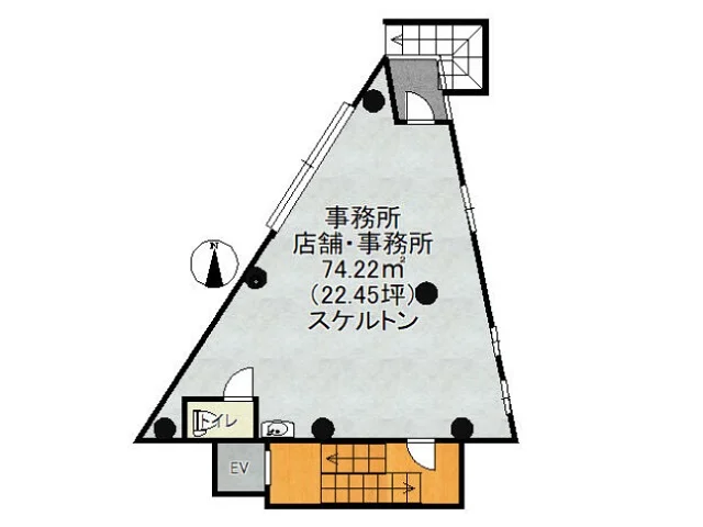 新桜台のスケルトン店舗物件の平面図