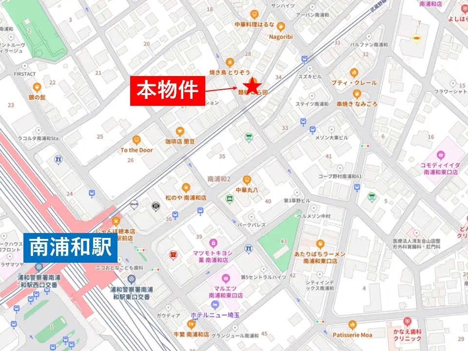 南浦和の居抜き店舗の地図