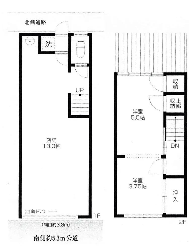 富士見台の事務所仕様店舗物件の平面図