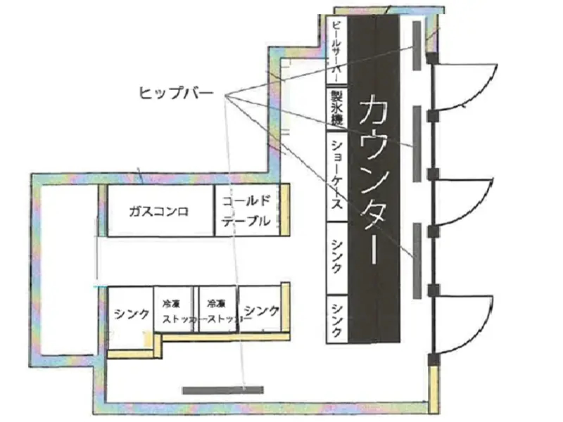 BAR・ショットバーの居抜き物件の平面図
