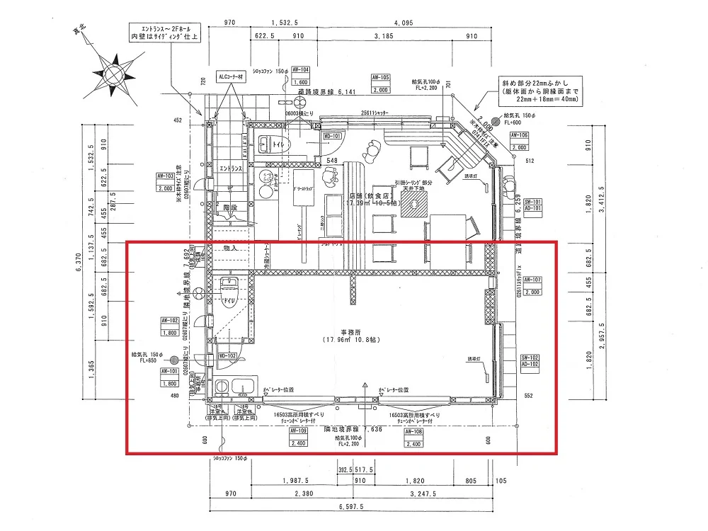 物販の居抜き物件の平面図