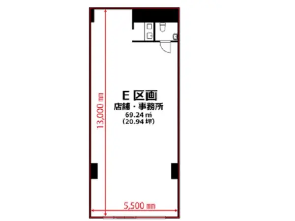 新狭山の事務所仕様物件の平面図