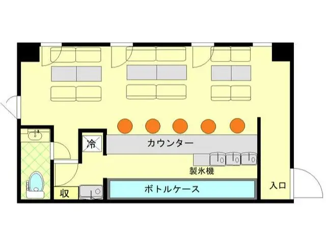 スナック・パブの居抜き物件の平面図
